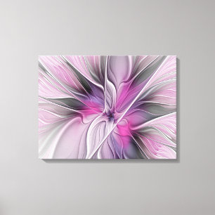 Lienzo Fractal floral moderno abstracto flor rosa gris