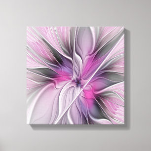 Lienzo Fractal floral moderno abstracto flor rosa gris