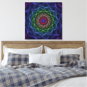 Lienzo Fractal Mandala de Neón