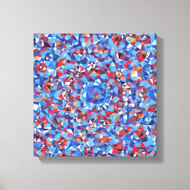 Lienzo Fractal Rojo Azul Moderno Abstracto Geométrico (Anverso)