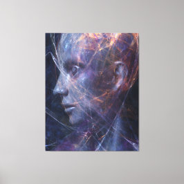 Lienzo Fractured Face Neon Threads Cosmic Portrait