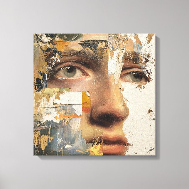 Lienzo Fragmented Abstract Portrait - Face Textured (Anverso)