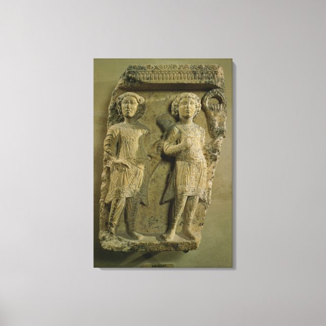 Lienzo Fragmento de una placa de bajorrelieve que represe (Anverso)