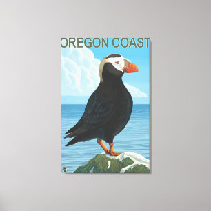 Lienzo Frailecillo copetudo de la costa de Oregon