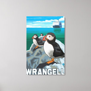 Lienzo Frailecillos y barco de cruceros - Wrangell,