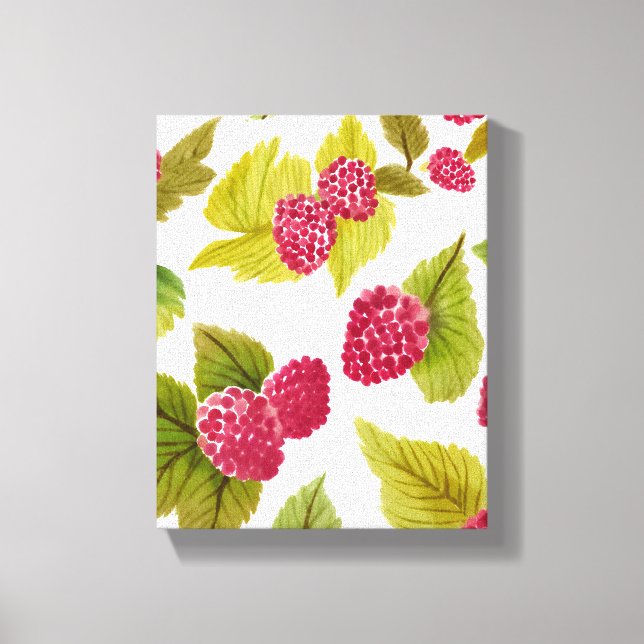 Lienzo Frambuesas Rojas Acuarela Frutas Moderna (Anverso)