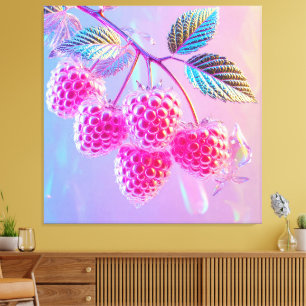Lienzo Frambuesas Transparentes Rosa Brillante