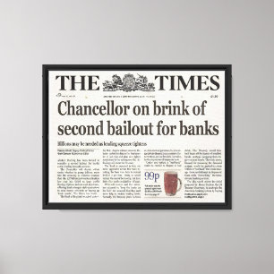 Lienzo Framing the Bitcoin Genesis Block: The Times 03/Ja