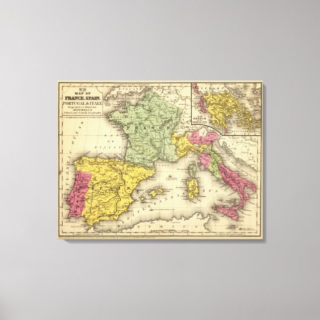 Lienzo Francia, España, Portugal, Italia (Anverso)