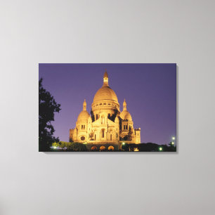 Lienzo Francia, París, Sacré-Coeur al anochecer.