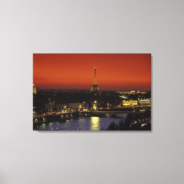 Lienzo Francia, Paris Sunset view of Eiffel Tower y (Anverso)