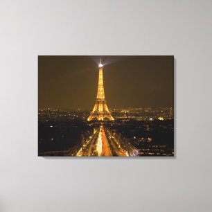 Lienzo Francia, París. Vista nocturna de la Torre Eiffel