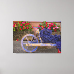 Lienzo Francia, Provenza, Sault. Viejo carro de madera co