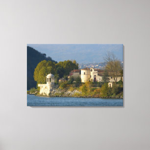Lienzo Francia, río Ródano, pueblo cerca de Vienne