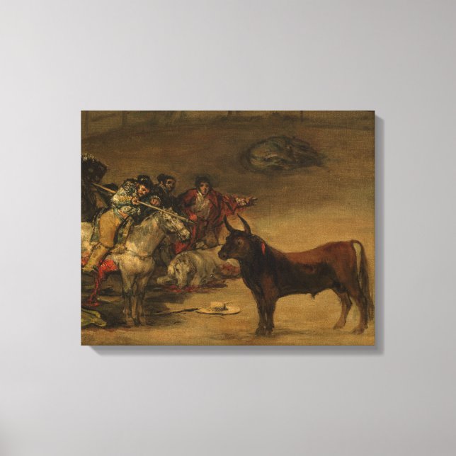 Lienzo Francisco Goya - Pelea de toros, Suerte de Varas (Anverso)