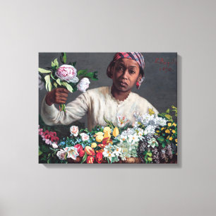 Lienzo Frederic Bazille - Mujer joven con peonías