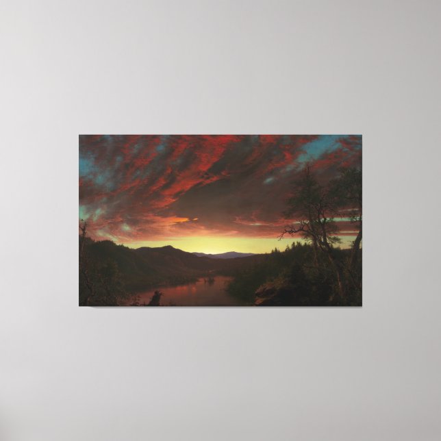 Lienzo Frederic Edwin Church - Crepúsculo en la naturalez (Anverso)