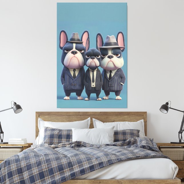 Lienzo Frenchie Mobsters: Pinstripe Pups Art (Insitu(Dormitorio))