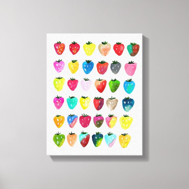 Lienzo Fresa dulzura linda fruta acuarela (Anverso)