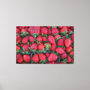 Lienzo Fresas con hojas verdes