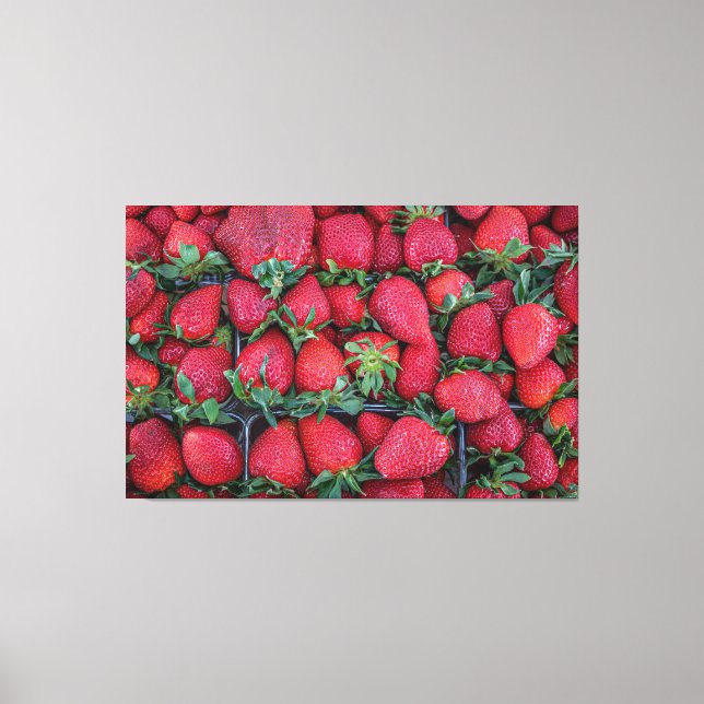 Lienzo Fresas con hojas verdes (Anverso)