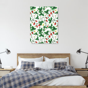 Lienzo Fresas silvestres rojas/amarillas/verdes/blanco ap