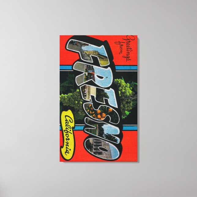 Lienzo Fresno, California - Escenas de letras grandes (Anverso)