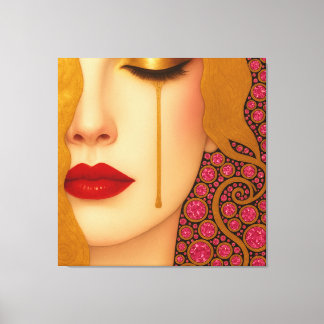 Lienzo Freya's heartache golden tears in pink motif