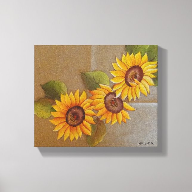 Lienzo Frida Kahlo Pintado de girasoles (Anverso)