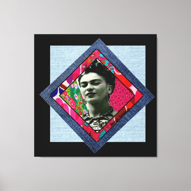 Lienzo Frida Kahlo Retro Pink Denim (Anverso)