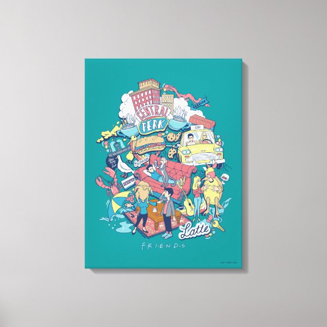 Lienzo FRIENDS™ | Collage de dibujos animados (Anverso)