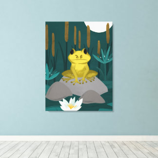 Lienzo Frog in Midnight Pond Wall Art - Canvas