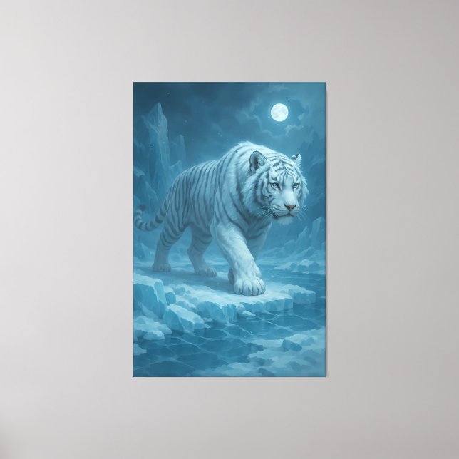 Lienzo Frost King White Tiger – Majestic Icy Guardian Wal (Anverso)