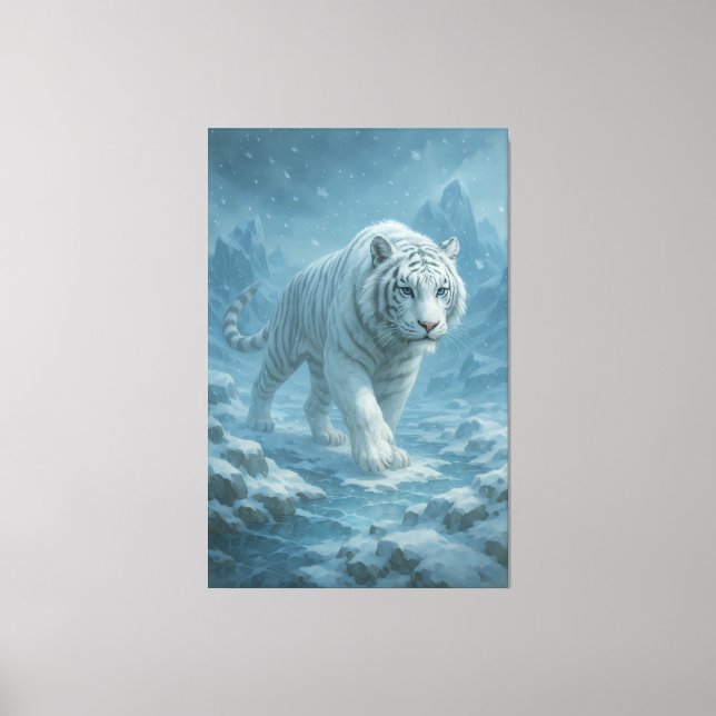 Lienzo Frost King White Tiger – Majestic Icy Guardian Wal (Anverso)