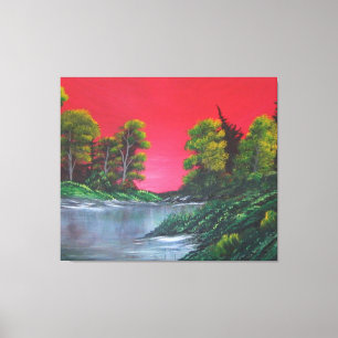 Lienzo Frosty Lake Colorful Red Sunset