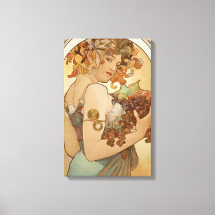 Lienzo Fruta (Art Nouveau) (retrato femenino) (frutas)