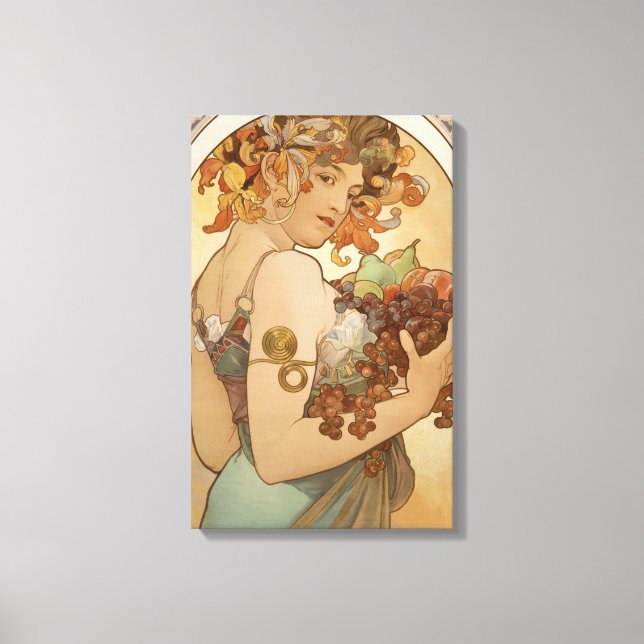 Lienzo Fruta (Art Nouveau) (retrato femenino) (frutas) (Anverso)