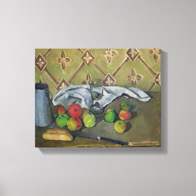 Lienzo Fruta, Serviette y jugo de leche, c.1879-82 (Anverso)