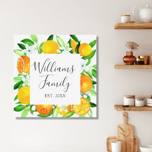 Lienzo Frutas y flores naranjas estampa floral botánica d