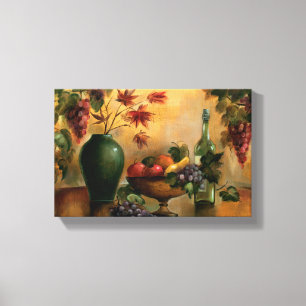 Lienzo Frutas y vino con hues otoñales