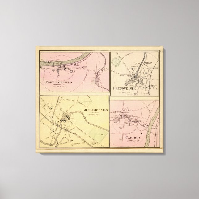 Lienzo Ft Fairfield, Isla Presque, Mapa Caribou (Anverso)