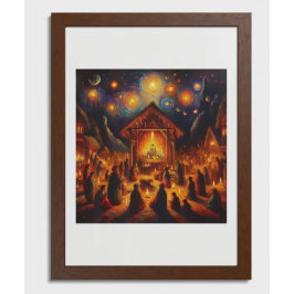 Lienzo Fuego Sagrado Bajo la Noche Estrellada