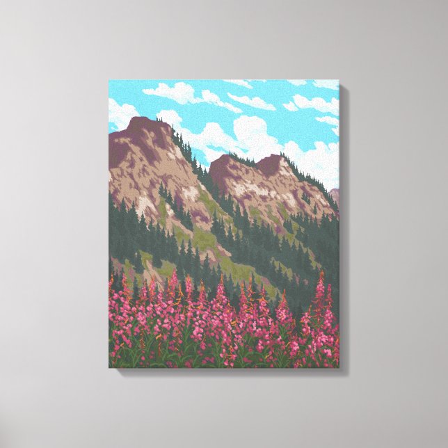 Lienzo Fuego y Montañas - Yukón, Alaska (Anverso)