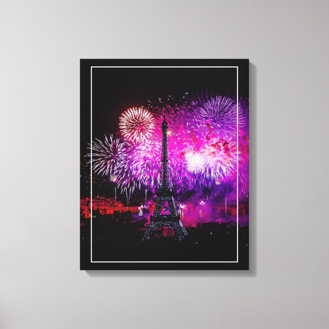 Lienzo Fuegos artificiales de la Torre Eiffel (Anverso)