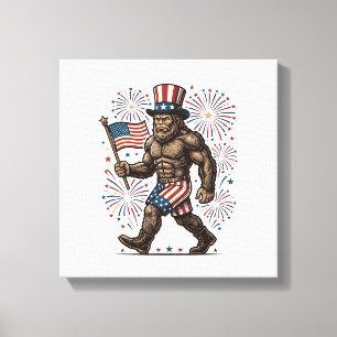 Lienzo Fuegos Artificiales Patrióticos Sasquatch Grabado