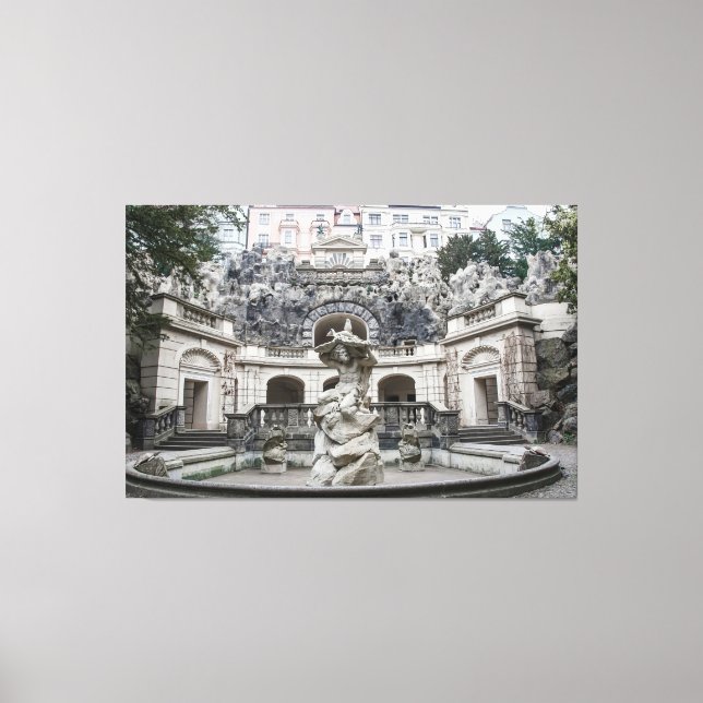 Lienzo Fuente con estatua de Neptuno en Praga (Anverso)