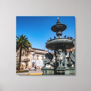 Lienzo fuente de agua negra y gris