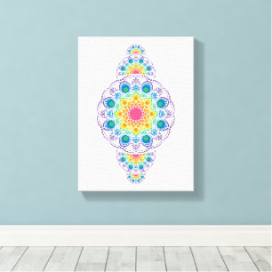 Lienzo Fuente de arcoiris Floral Dot Ornamental Mandala