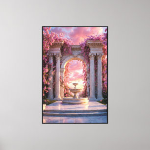 Lienzo Fuente de Flor de Cerezo Rosa Arco de Mármol