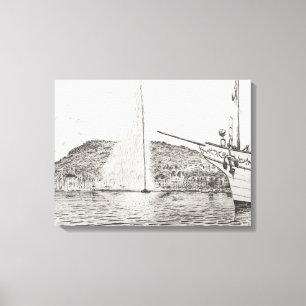 Lienzo Fuente de Ginebra y arco del barco de placer 2011